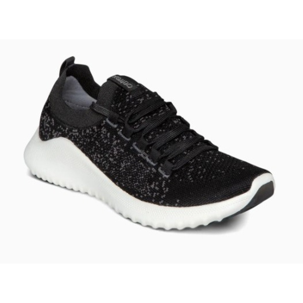 Aetrex Carly Arch Support Sneaker Women Black Knit Walking Athletic Shoes 10